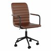 Martha Stewart Taytum Upholstered Office Chair in Saddle Brown/Oil Rubbed Bronze CH-142370-BR-BK-MS